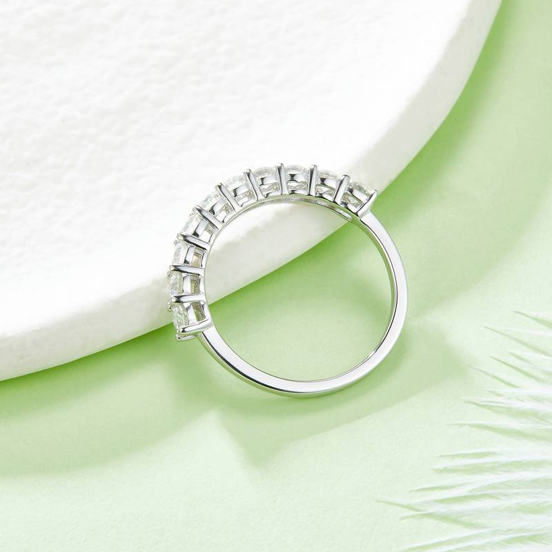 Round S925 silver plated white gold moissanite diamond women's ring 1.0 carat D-grade